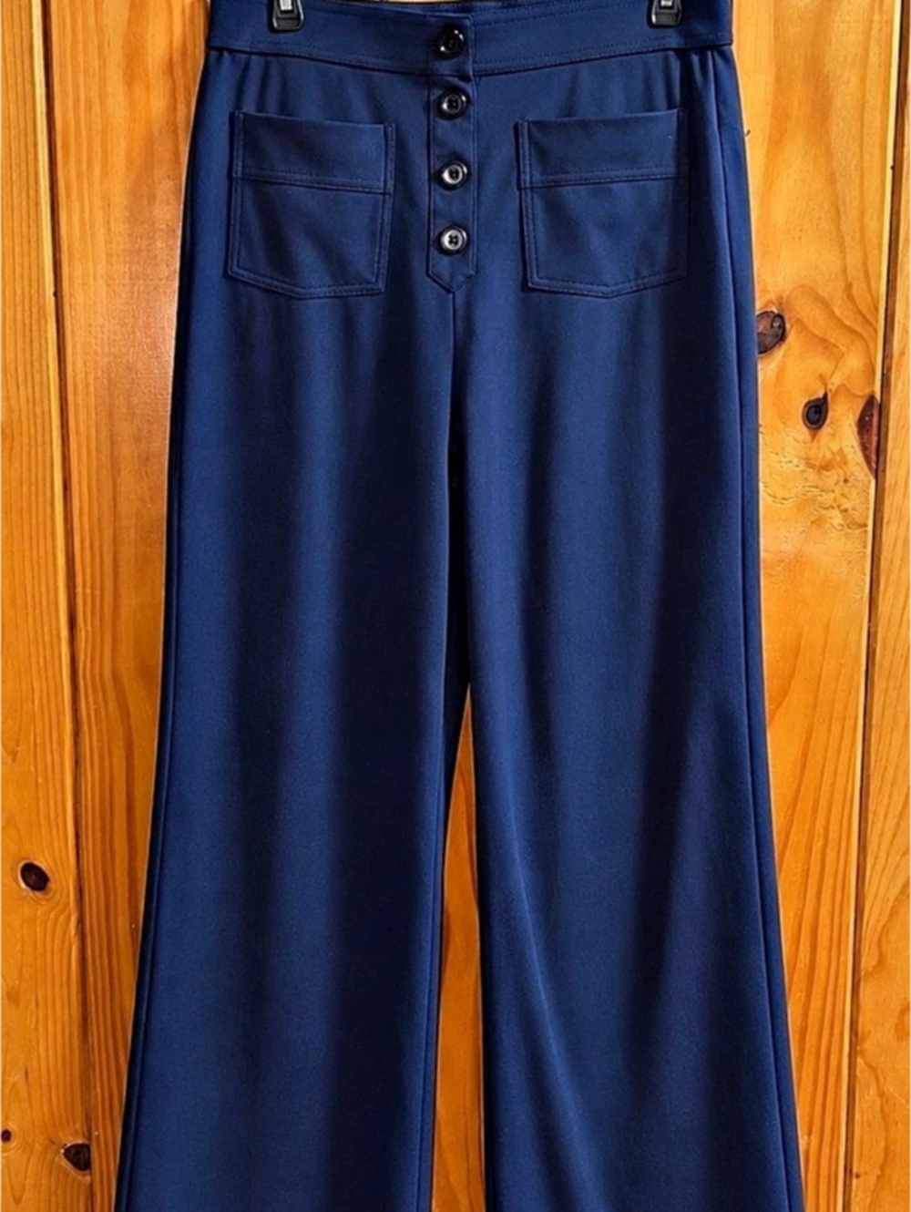Halara Pants Size Large Navy Blue Wide Leg Button Front